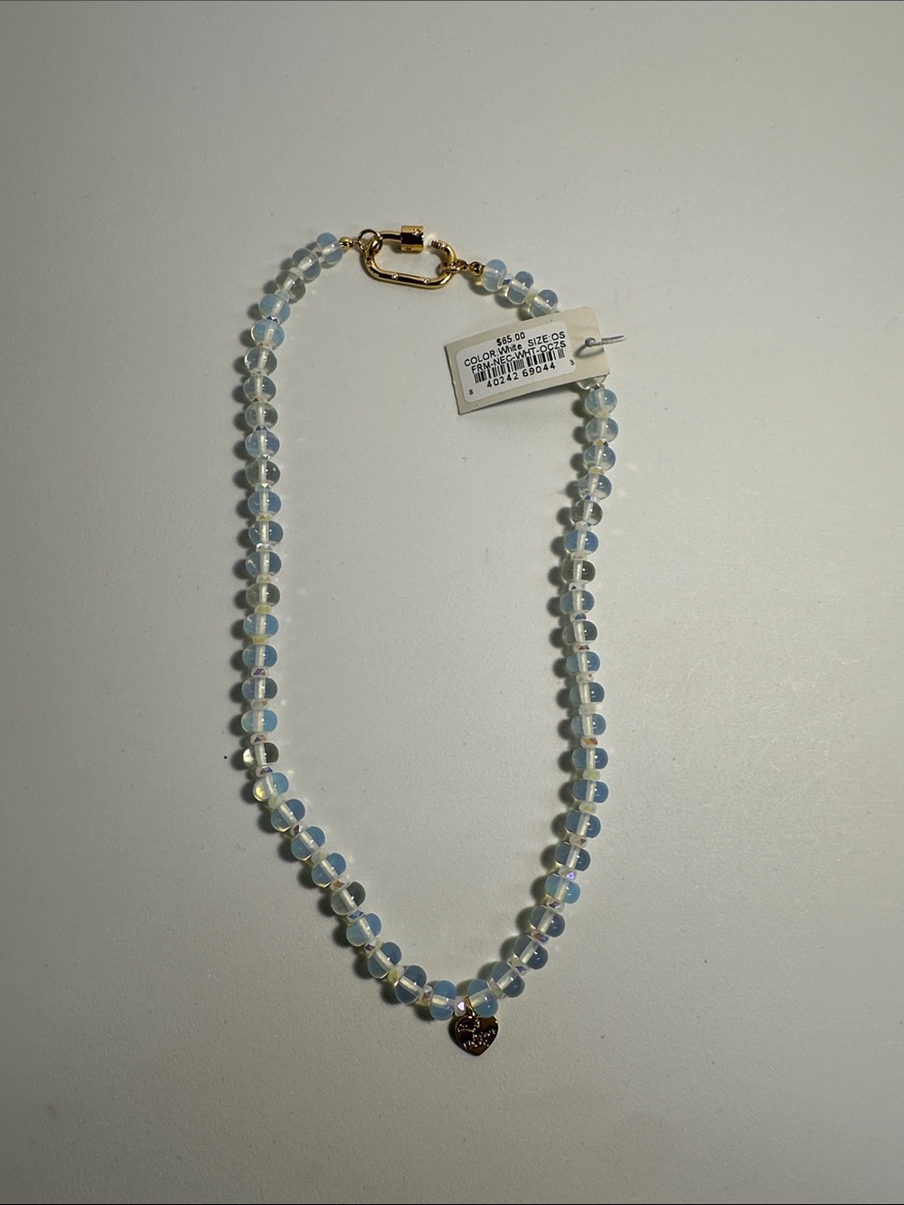 Little Words Project opalescent bead necklace shimmering blue with gold accent - Picture 4 of 7